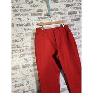 Lauren Jeans Co. Denim Jeans Size 16 Red Bold Vibrant Casual Pants Vintage‎
